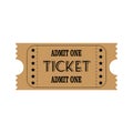 Retro ticket in vintage style isolated on white background. Royalty Free Stock Photo